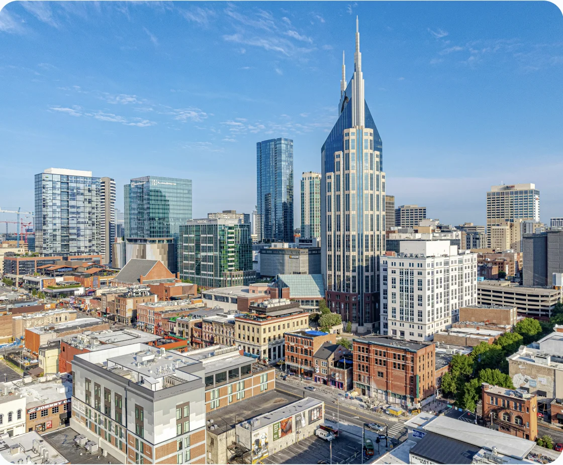 Nashville skyline at sunset